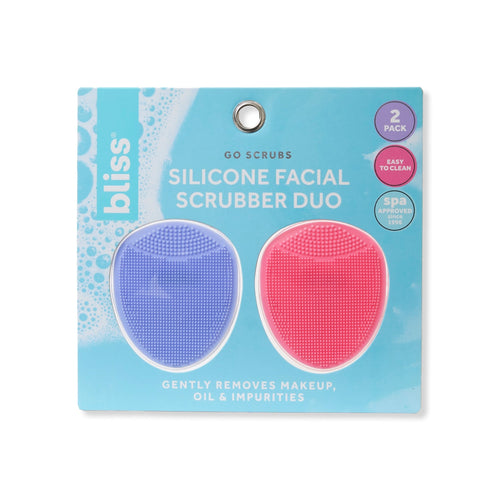 Go Scrubs Facial Scrubber Duo-Purple/Pink in packaging