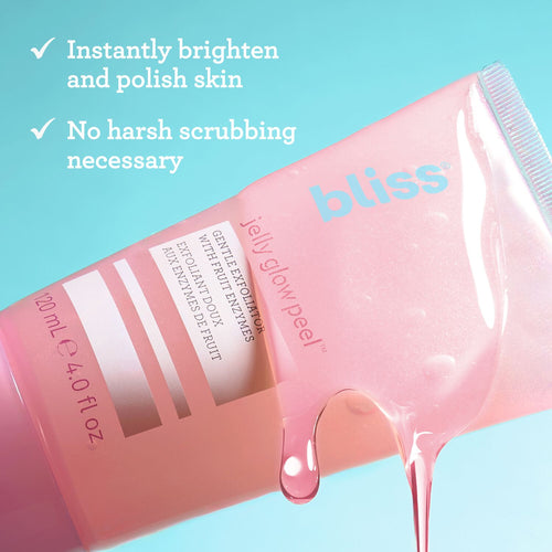 Bliss Jelly Glow Gentle Exfoliator Peel instantly brighten and polishes skin with no harsh scrubbing necessary