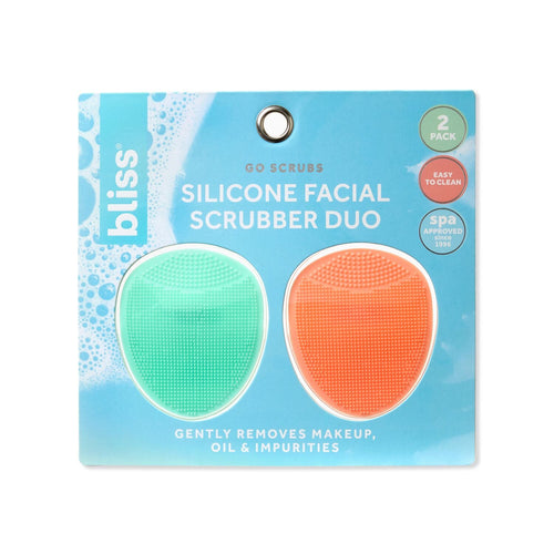Bliss Go Scrubs Facial Scrubber Duo-Green/Orange in packaging