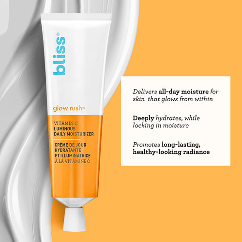 Bliss Glow Rush Vitamin C Luminous Daily Moisturizer delivers all-day moisture for skin that glows from within