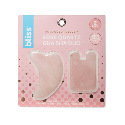 Bliss Rose Gold Rescue Rose Quartz Gua Sha in packaging