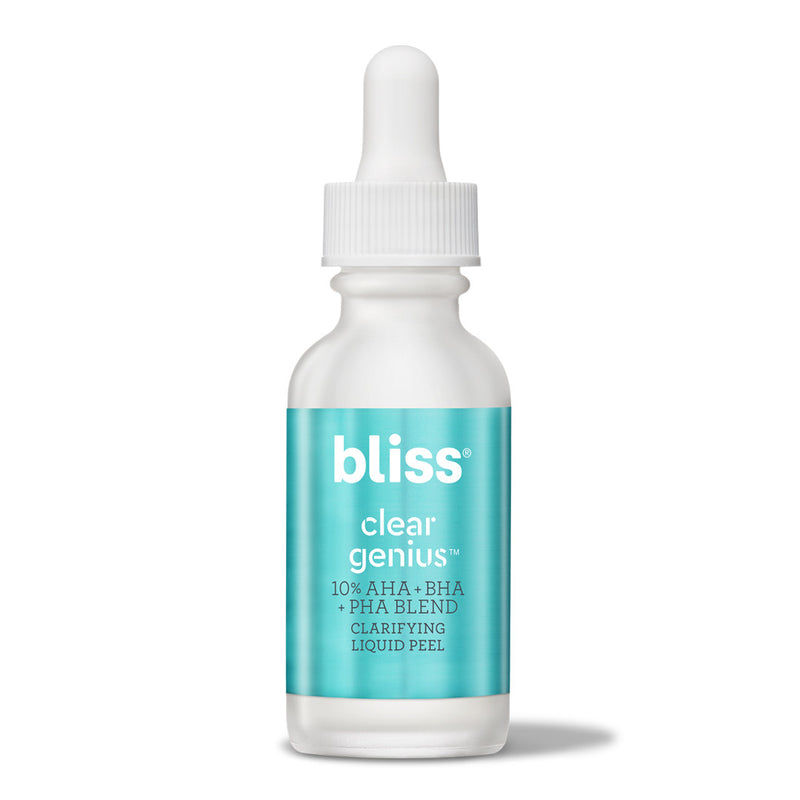 Bliss Clear Genius 10% AHA, BHA, and PHA blend clarifying liquid peel