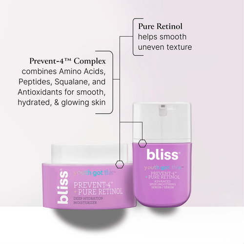 Bliss Youth Can Do It! key ingredients are Prevent-4 Complex and Pure Retinol