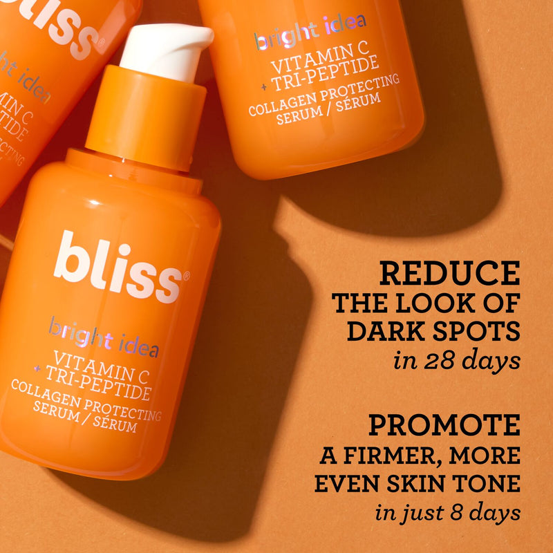 Bliss Bright Idea Serum reduces the look of dark spots in 28 days and promote a firmer, more even skin tone in just 8 days