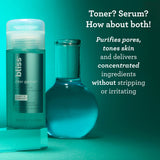 Bliss Clear Genius clarifying 2-in-1 toner and serum purifies pores, tones skin and delivers concentrated ingredients without stripping or irritating
