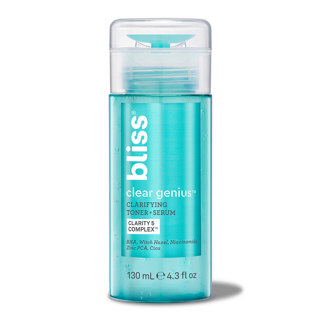 Bliss Clear Genius clarifying 2-in-1 toner and serum with Clarity 5 Complex: BHA, witch hazel, niacinamide, zinc PCA and cica